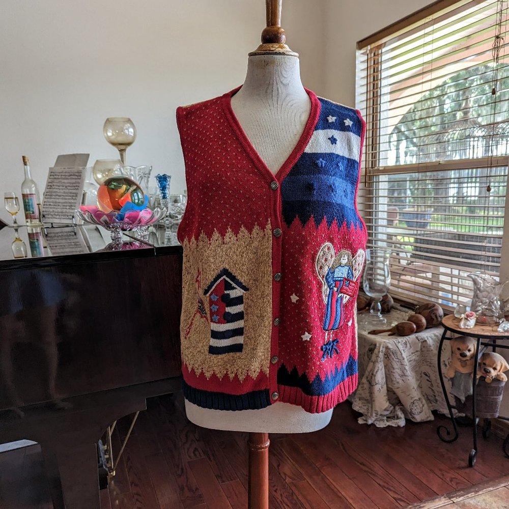 The Quaker Factory patriotic knitted vest  SZ L